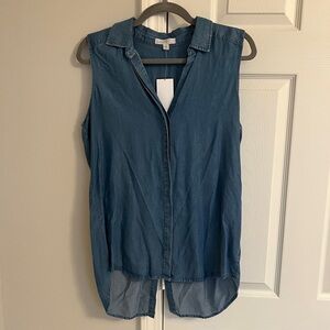 Fever Chambray Button Down Sleeveless Top - Size S